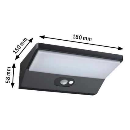 Paulmann 94333 - LED/7,4W IP44 Вуличний настінний світильник з датчиком HOUSE 230V