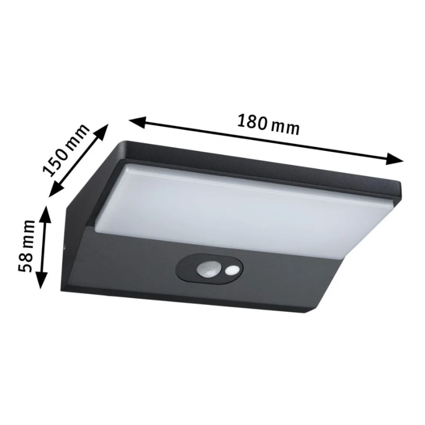 Paulmann 94333 - LED/7,4W IP44 Вуличний настінний світильник з датчиком HOUSE 230V