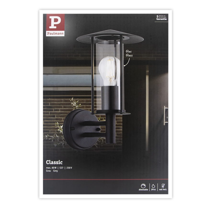 Paulmann 94398 - 1xE27/60W IP44 Вуличний настінний світильник CLASSIC 230V