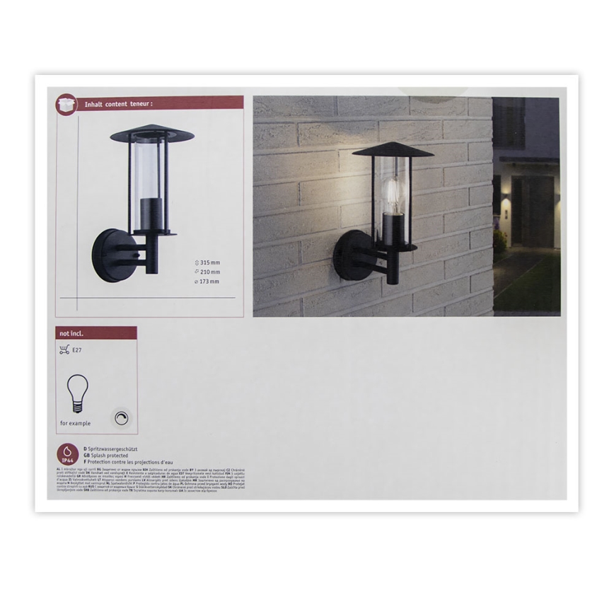 Paulmann 94398 - 1xE27/60W IP44 Вуличний настінний світильник CLASSIC 230V