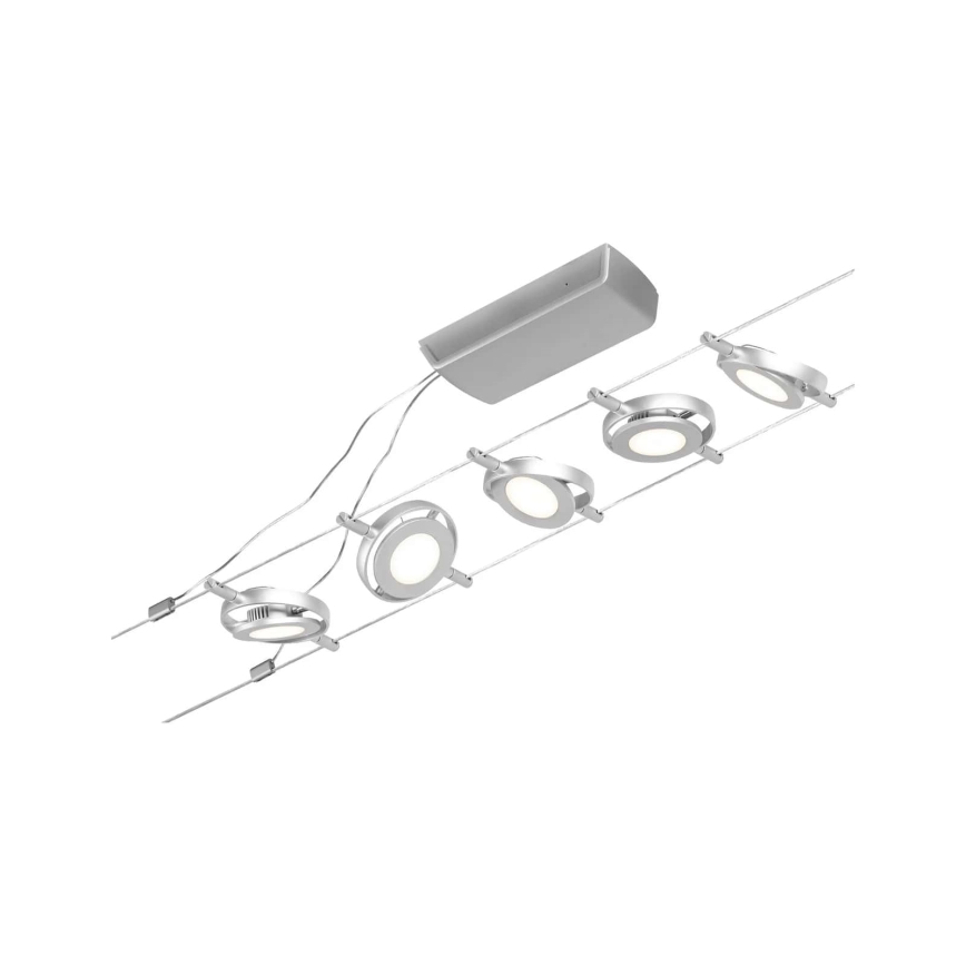 Paulmann 94414 - НАБІР 5xLED/4,5W Точковий світильник до мотузкової системи ROUNDMAC 230V глянцевий хром