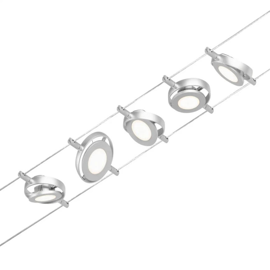 Paulmann 94414 - НАБІР 5xLED/4,5W Точковий світильник до мотузкової системи ROUNDMAC 230V глянцевий хром