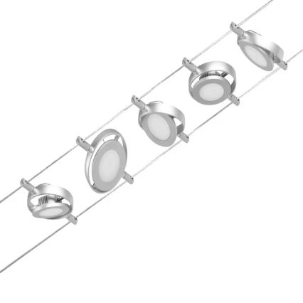 Paulmann 94414 - НАБОР 5xLED/4,5W Точечный светильник для тросовой системы ROUNDMAC 230V блестящий хром