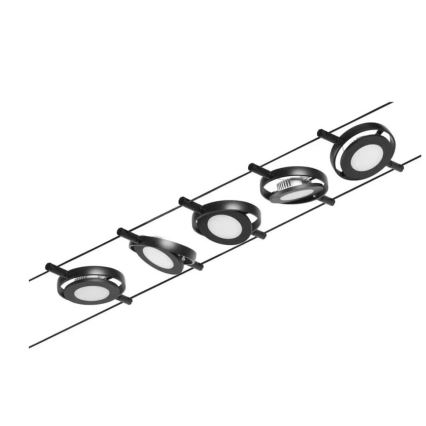 Paulmann 94418 - НАБІР 5xLED/4,5W Комплектна тросова система ROUNDMAC 230V чорна