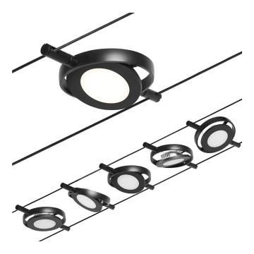 Paulmann 94418 - КОМПЛЕКТ 5xLED/4,5 Вт — Полная тросовая система ROUNDMAC, 230 В, черный