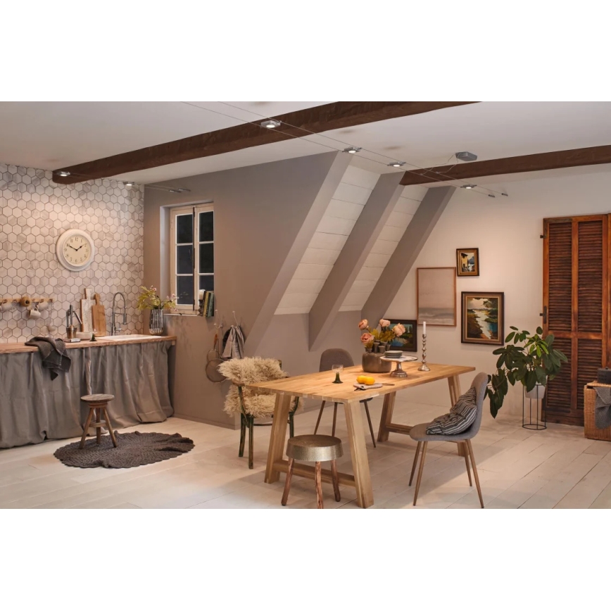 Paulmann 94420 - НАБІР 5xLED/4,5W Точкове світильник для тросової системи MAC 230В матовий хром