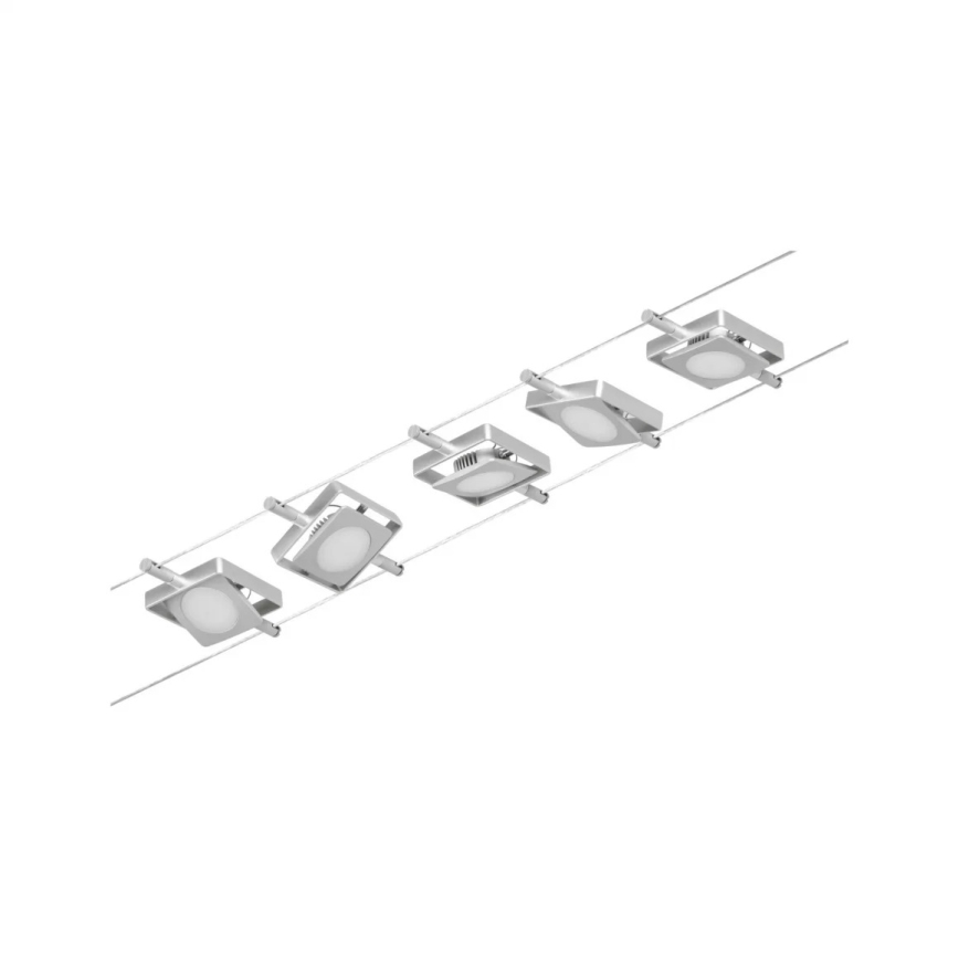 Paulmann 94420 - НАБОР 5xLED/4,5W Комплект тросовой системы MAC 230V матовый хром