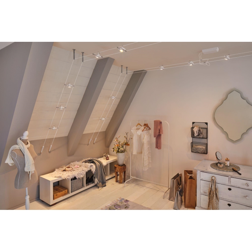 Paulmann 94432 - НАБІР 5xGU5,3/10W Точкове світильник для тросової системи MAC 230В білий