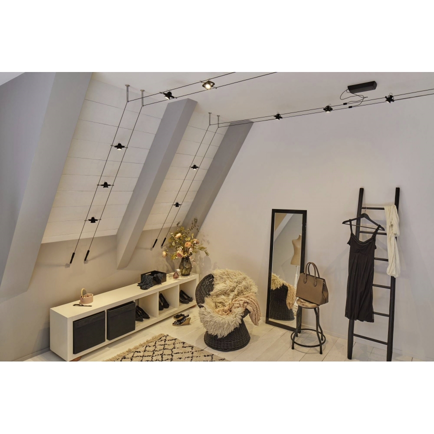 Paulmann 94434 - НАБІР 5xGU5,3/10W Точкове світильник для тросової системи MAC 230В чорний