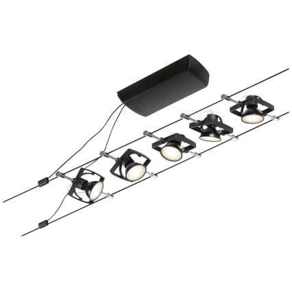 Paulmann 94434 - НАБОР 5xGU5,3/10W Точечный светильник для тросовой системы MAC 230V черный