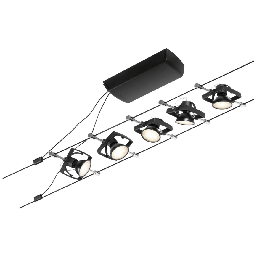 Paulmann 94434 - НАБОР 5xGU5,3/10W Точечный светильник для тросовой системы MAC 230V черный