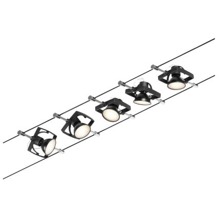 Paulmann 94434 - НАБОР 5xGU5,3/10W Точечный светильник для тросовой системы MAC 230V черный