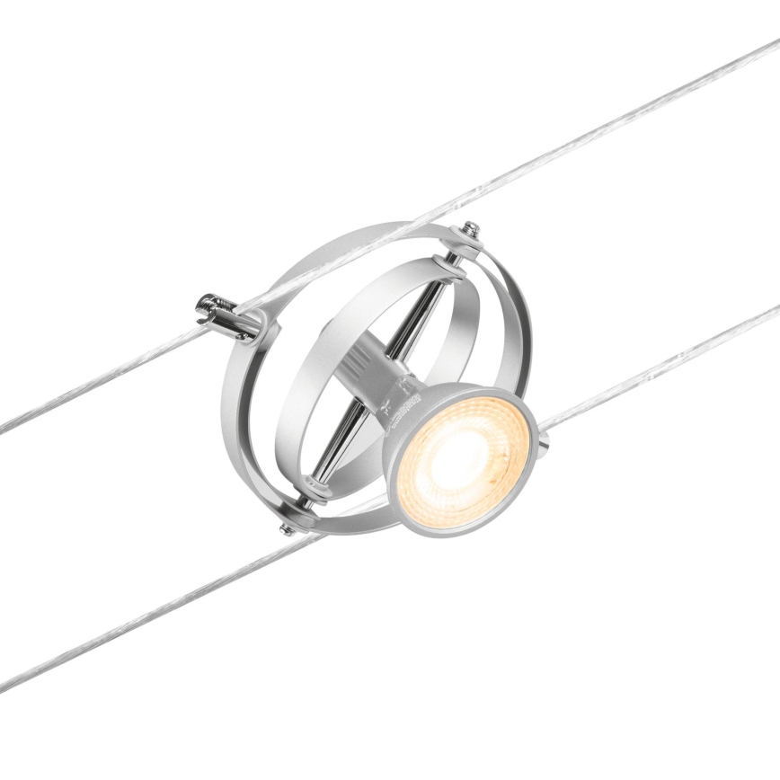 Paulmann 94436 - Комплект из 5 GU5,3/10 Вт: полная тросовая система CARDAN 230 В, матовый хром