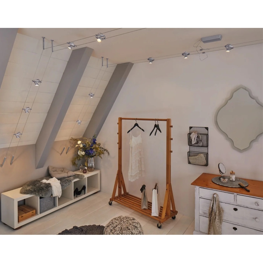 Paulmann 94437 - 1xGU5,3/10W Точковий світильник для тросової системи CARDAN 12V матовий хром