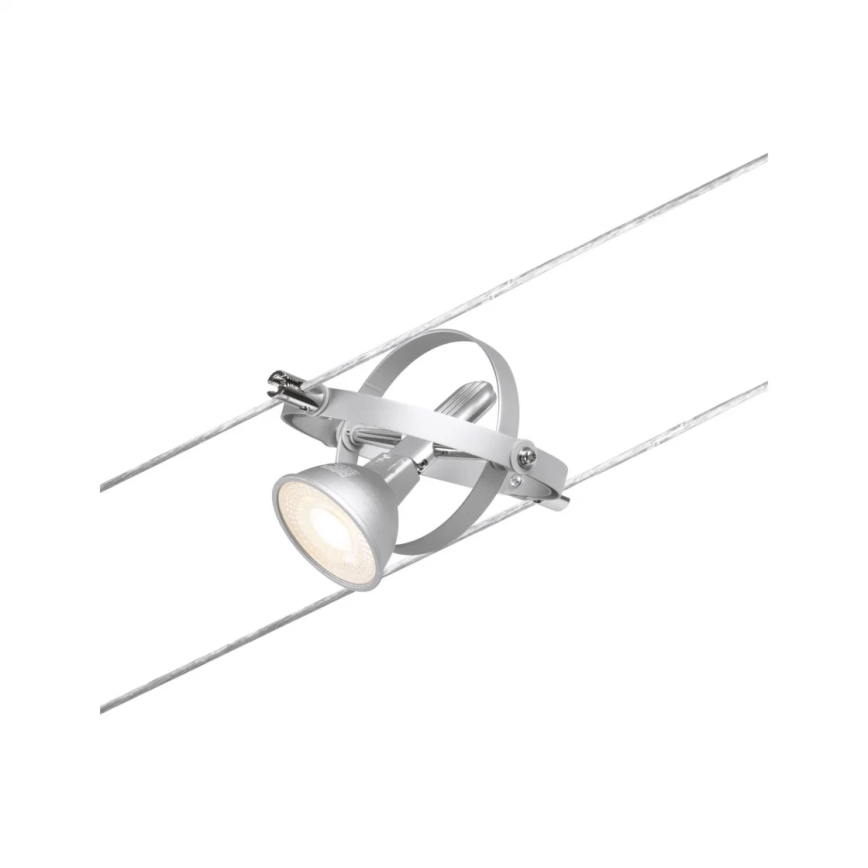 Paulmann 94437 - 1xGU5,3/10W Точковий світильник для тросової системи CARDAN 12V матовий хром