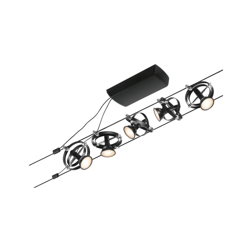 Paulmann 94440 - НАБОР 5xGU5,3/10W Комплектная тросовая система CARDAN 230V черная