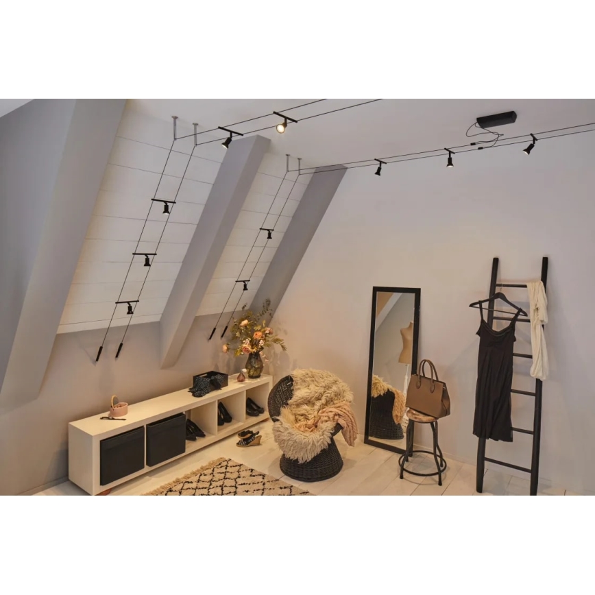 Paulmann 94446 - НАБІР 5xGU5,3/10W Точкове світильник для тросової системи SALT 230В чорний