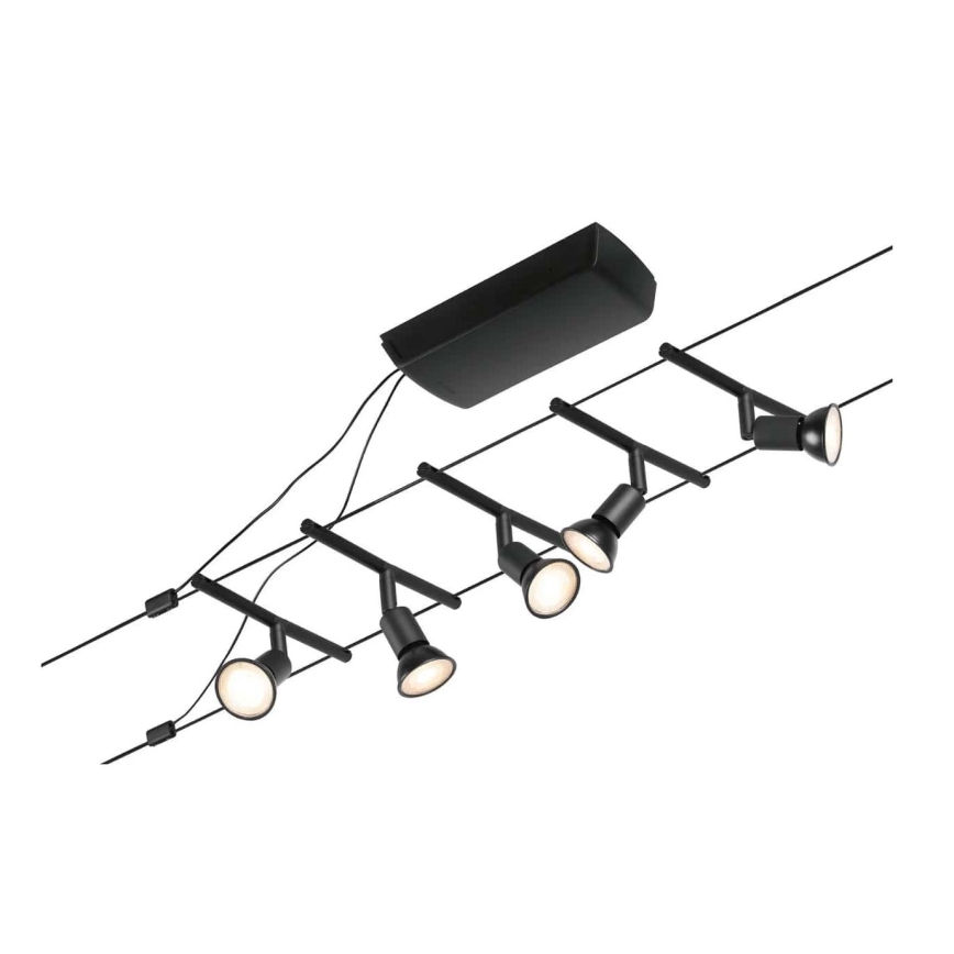 Paulmann 94446 - НАБОР 5xGU5.3/10 Вт Комплектная тросовая система SALT 230 В, чёрная