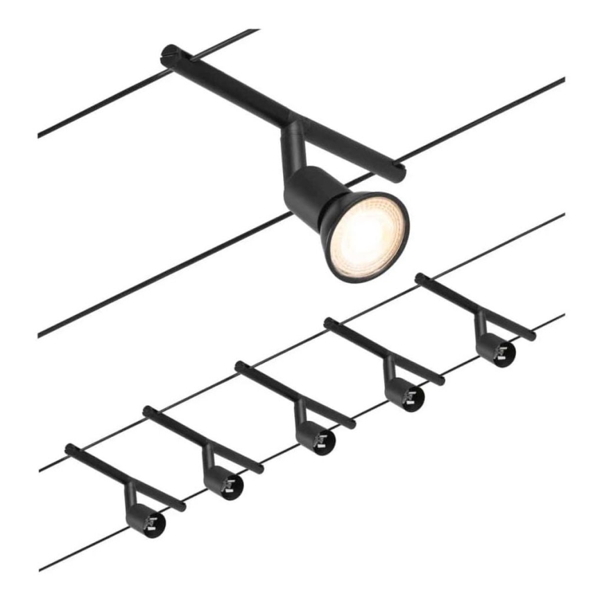 Paulmann 94446 - НАБОР 5xGU5,3/10W Точечный светильник для тросовой системы SALT 230V черный