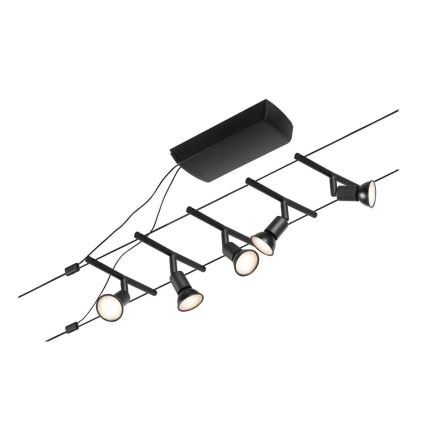 Paulmann 94446 - НАБОР 5xGU5,3/10W Точечный светильник для тросовой системы SALT 230V черный