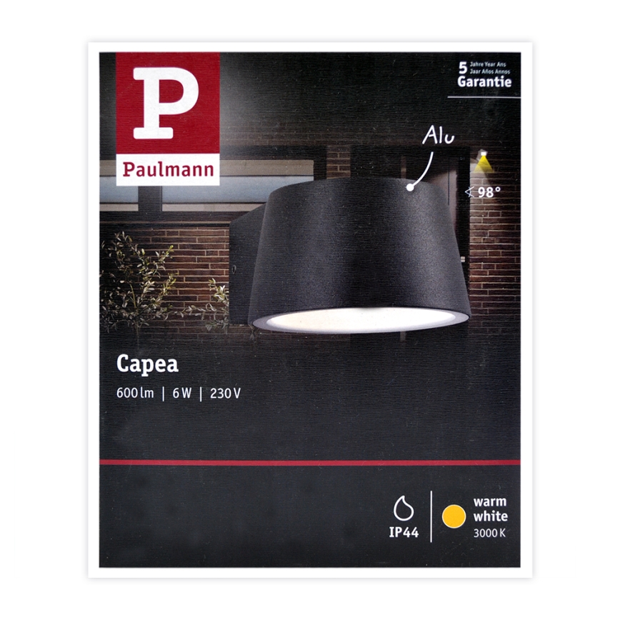 Paulmann 94452 - Уличный настенный светильник CAPEA 230V LED/6W IP44
