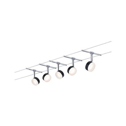 Paulmann 94457 - НАБІР 5xLED/4W точкових світильників для тросової системи CLEAR 230V чорний/глянцевий хром