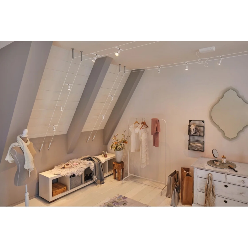 Paulmann 94458 - НАБОР 5xGU5,3/10W Точечный светильник для тросовой системы SALT 230В белый