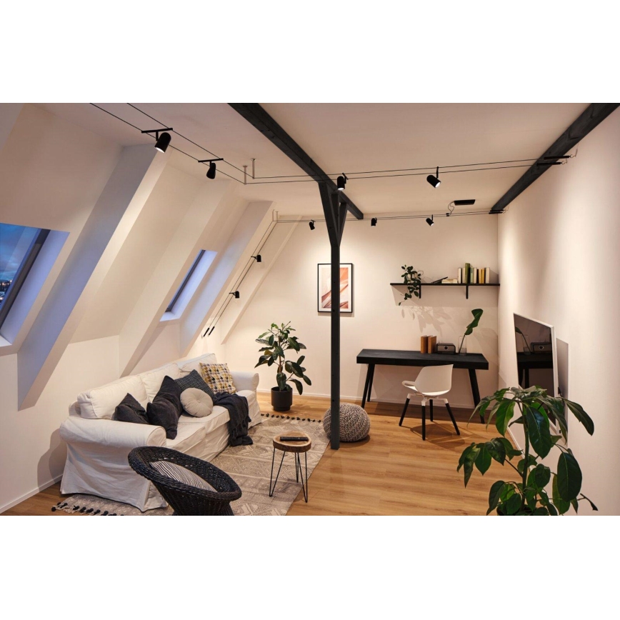 Paulmann 94469 - НАБОР 5xGU5,3/10W Точечный светильник для тросовой системы CUP 230В черный