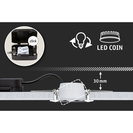 Paulmann 94472 - НАБІР 3xLED/6W IP23 Вбудований стельовий світильник для ванної з регулюванням яскравості NOVA 230V
