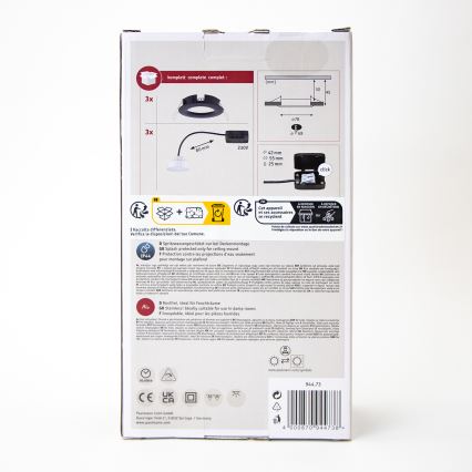 Paulmann 94473 - НАБІР 3xLED/6W IP44 Вбудований стельовий світильник для ванної NOVA 230V