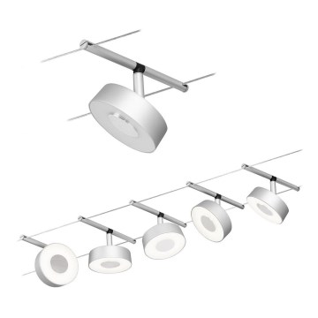 Paulmann 94475 - Набор из 5 светодиодных модулей по 5 Вт, полная тросовая система CIRCLE, 230 В, матовый хром