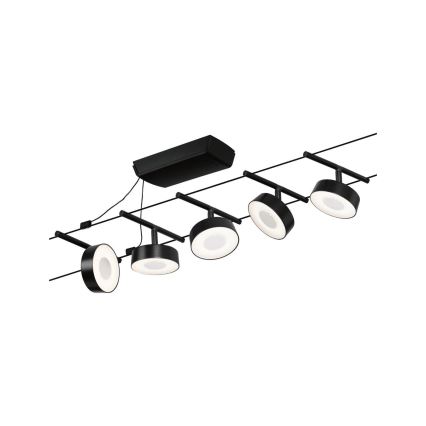 Paulmann 94479 - Набір 5xLED/5W: повна тросова система CIRCLE 230V, чорна