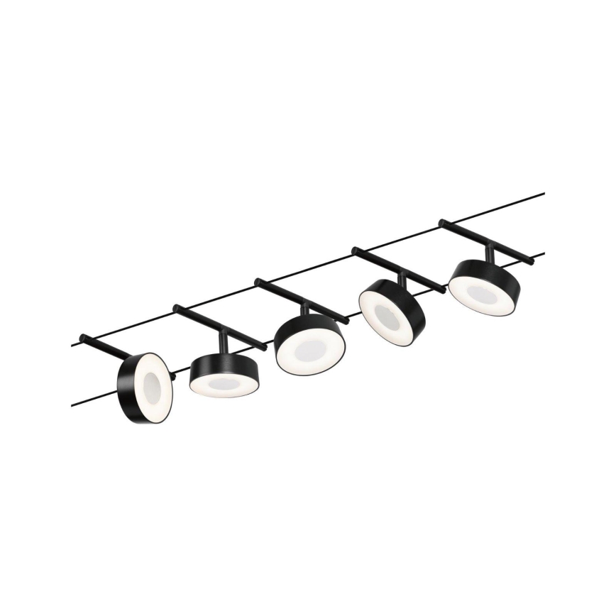 Paulmann 94479 - Набір 5xLED/5W: повна тросова система CIRCLE 230V, чорна