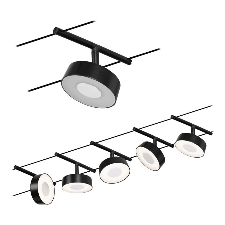 Paulmann 94479 - НАБОР 5xLED/5W Полная тросовая система CIRCLE 230V черная
