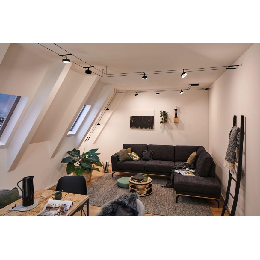 Paulmann 94479 - НАБОР из 5 светодиодных точечных светильников 5 Вт для тросовой системы CIRCLE 230В, черный