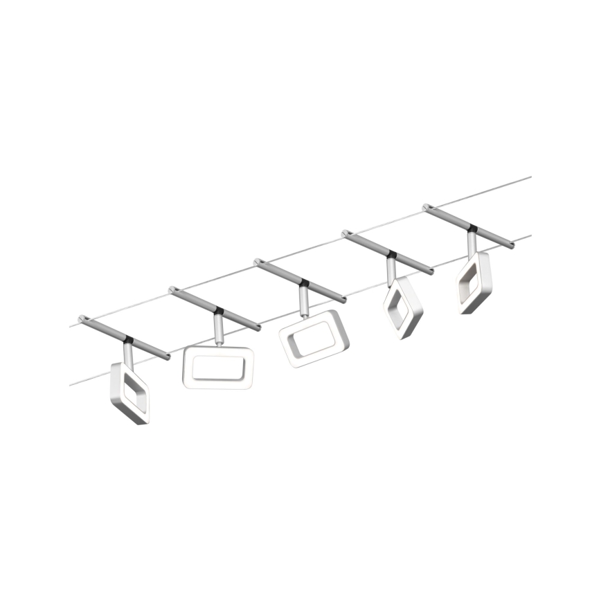 Paulmann 94481 - НАБІР 5xLED по 4,8 Вт, повний тросовий комплект FRAME 230 В, матовий хром