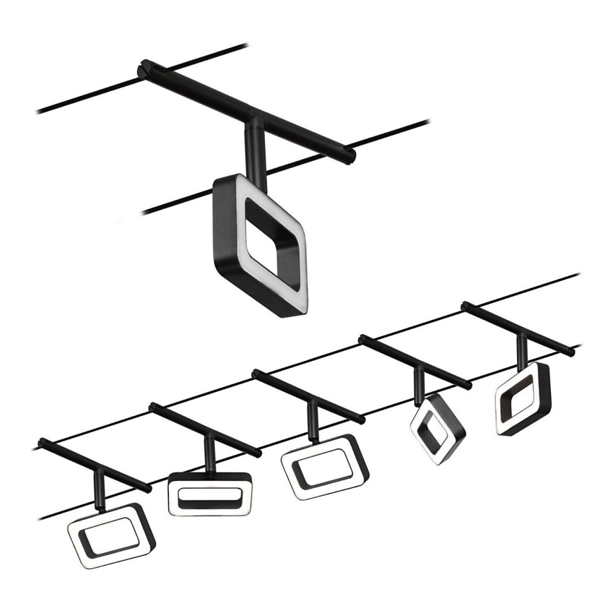 Paulmann 94485 - НАБОР 5xLED/4,8W Комплектная тросовая система FRAME 230V черная