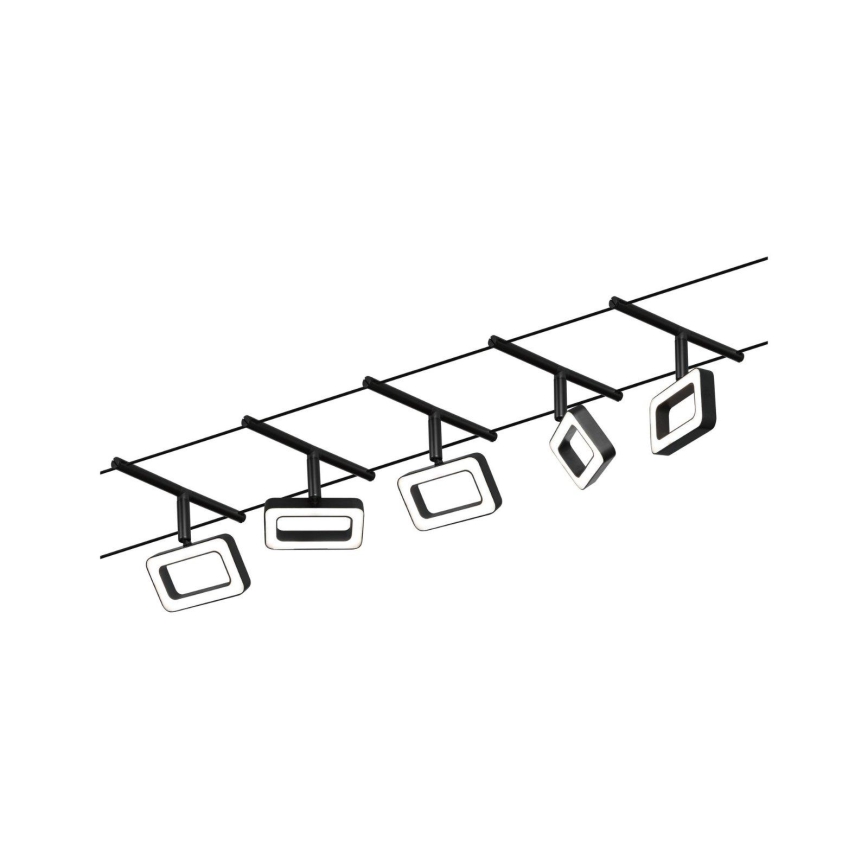 Paulmann 94485 - НАБОР 5xLED/4,8W Комплектная тросовая система FRAME 230V черная