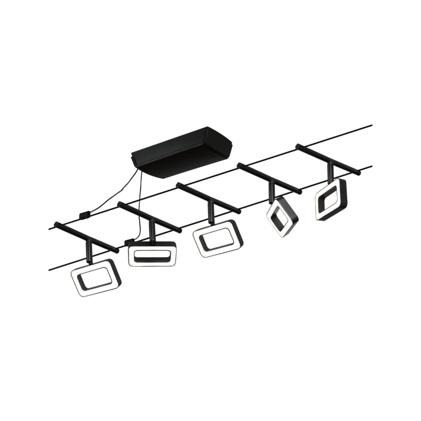 Paulmann 94485 - КОМПЛЕКТ 5xLED/4,8W Повна тросова система FRAME 230V чорна