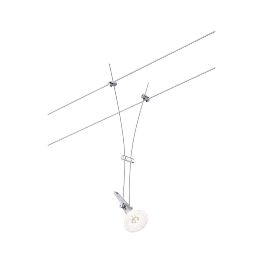 Paulmann 94487 - 1xGU5,3/50W Точечный светильник для тросовой системы COMET 230В матовый хром