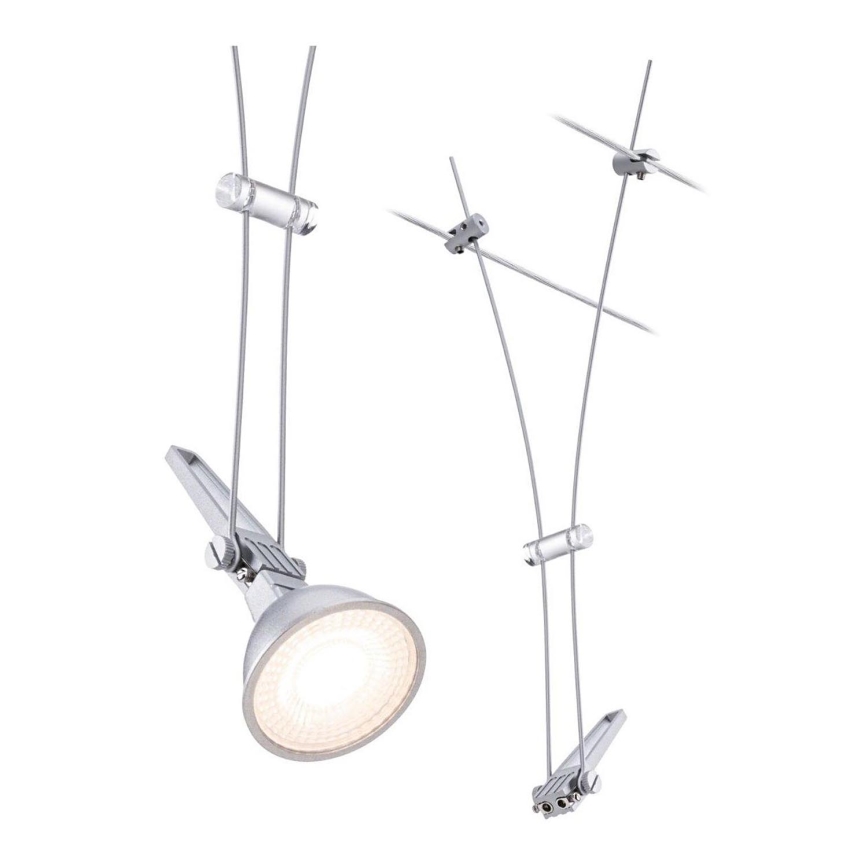 Paulmann 94487 - 1xGU5,3/50W Точковий світильник для тросової системи COMET 230В матовий хром