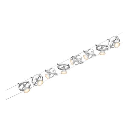 Paulmann 94490 - НАБІР 8xGU5,3/7,5W Точкове світильник для тросової системи CARDAN 230В матовий хром