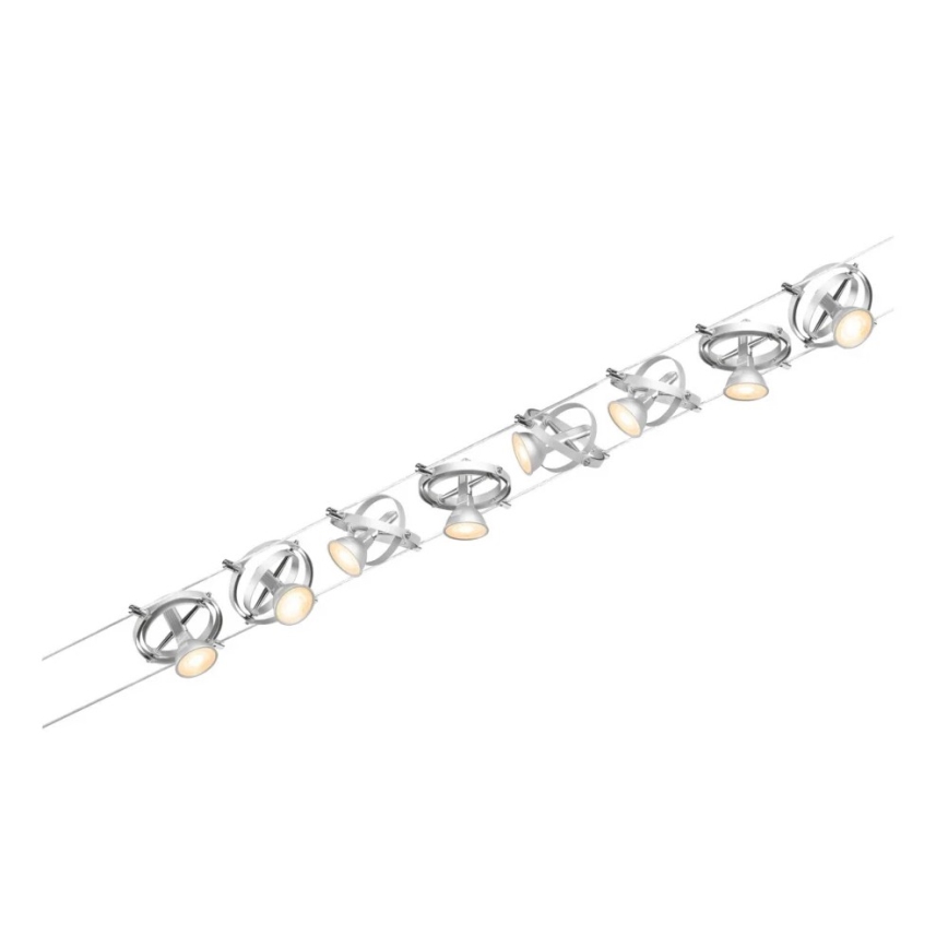 Paulmann 94490 - НАБІР 8xGU5,3/7,5W Точкове світильник для тросової системи CARDAN 230В матовий хром