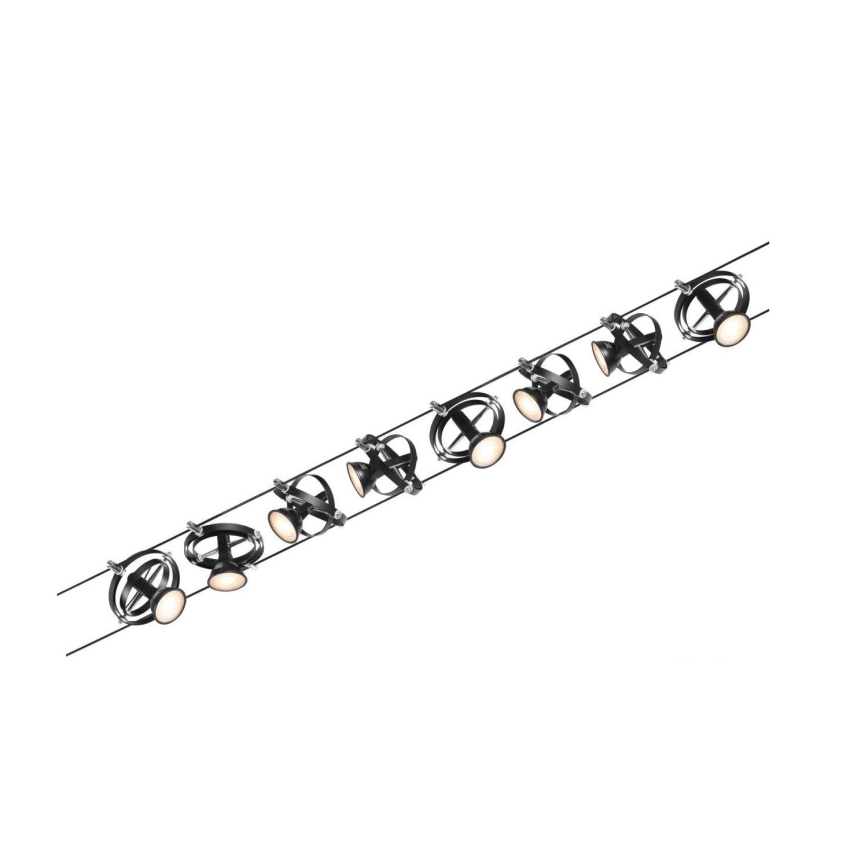 Paulmann 94494 - НАБІР 8xGU5,3/7,5W Точкове світильник для тросової системи CARDAN 230В чорний