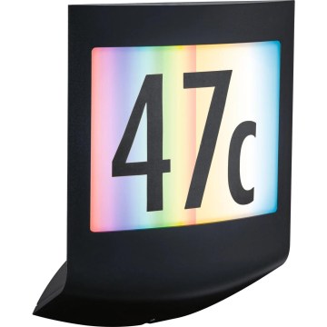 Paulmann 94513 - RGBW LED/8,2 Вт IP44 Диммируемая табличка с номером дома с датчиком движения и датчиком сумерек PADEA 230 В антрацитовый