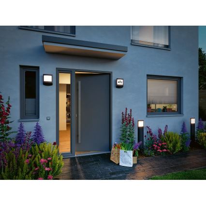 Paulmann 94515 - LED/8,5W IP44 Табличка для номера будинку з регулюванням яскравості, датчиком руху та датчиком сутінків PADEA 230V антрацит