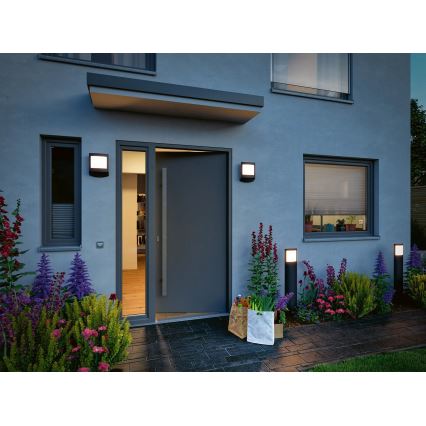 Paulmann 94515 - LED/8,5W IP44 Регульований зовнішній світильник з датчиком руху та датчиком сутінок PADEA 230V антрацит