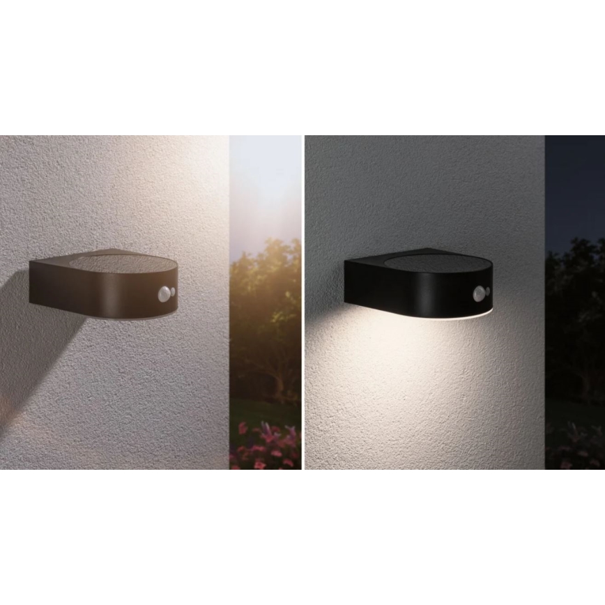 Paulmann 94570 - LED/5,5W IP44 Настінний світильник з датчиком на сонячній батареї EILEEN 3,7V