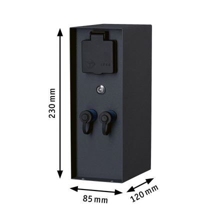 Paulmann 94701 - Уличная розеточная колонна с датчиком освещенности RIO 2Z SCHUKO 230V IP44
