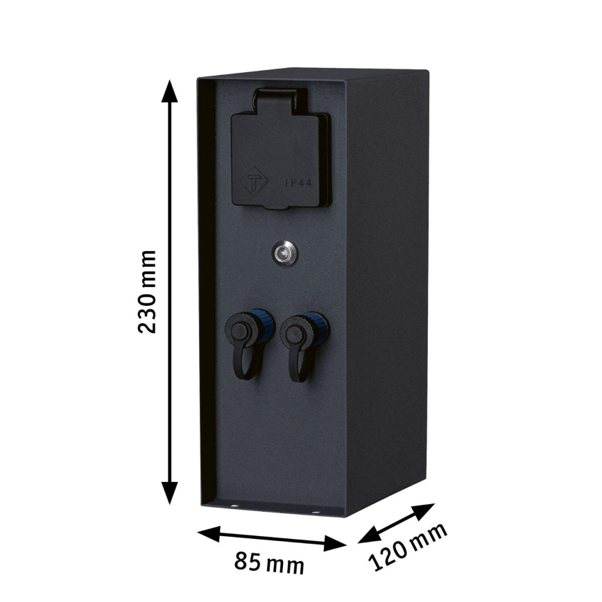 Paulmann 94701 - Уличная розеточная колонна с датчиком освещенности RIO 2Z SCHUKO 230V IP44